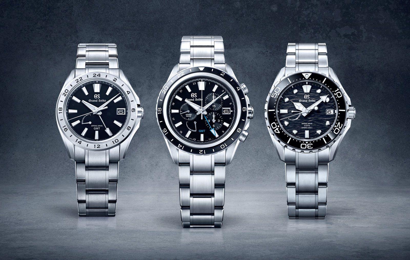 Three of the five new Evolution 9 Collection Spring Drive watches for sport