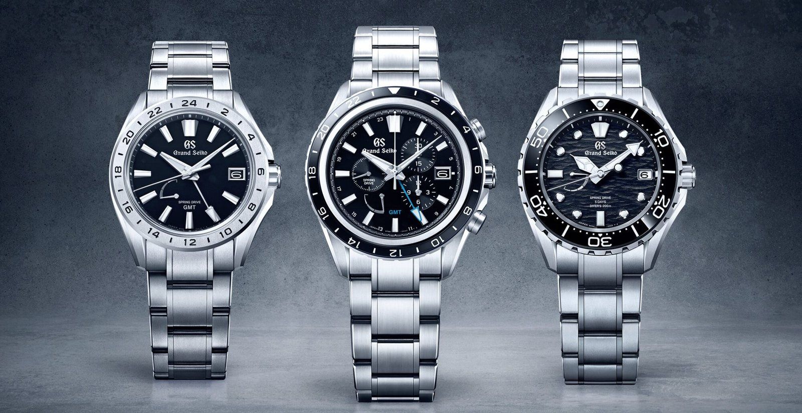 Three of the five new Evolution 9 Collection Spring Drive watches for sport