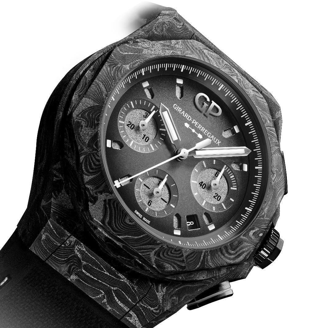 The timepiece employs a one-of-a-kind technique which endows the case with a shimmering appearance