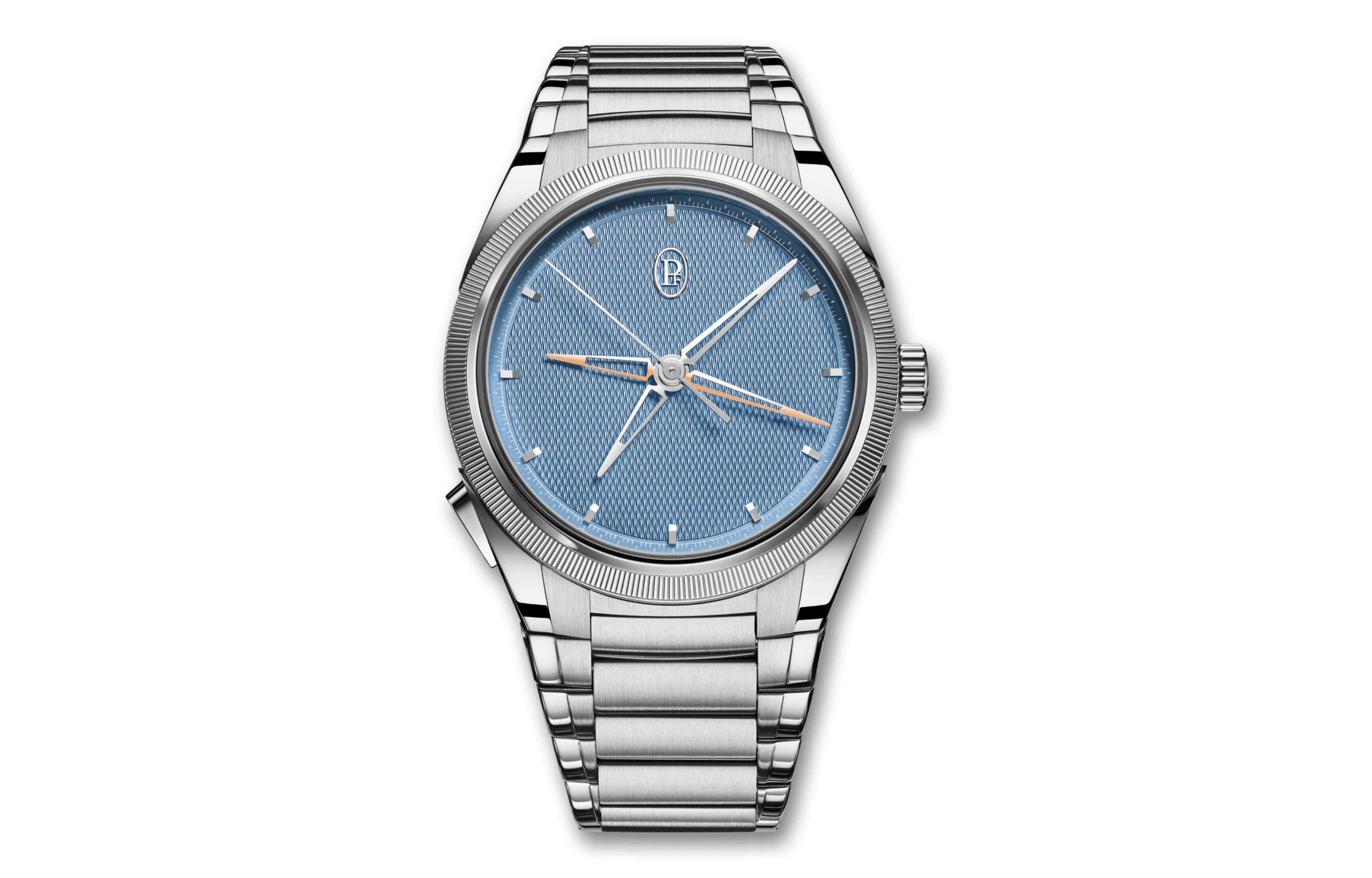Parmigiani Fleurier Tonda PF Chronograph Mystérieux with blue dial and integrated steel bracelet
